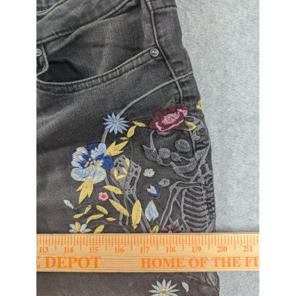 William Rast Jeans Womens 30 Black Perfect Skinny Embroidered Floral Skeleton - Picture 8 of 16